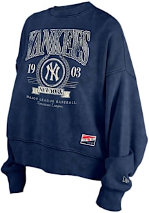 New Era New York Yankees Womens Navy Blue Washed Crew Sweatshirt