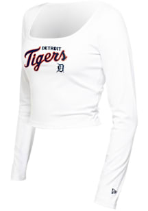 New Era Detroit Tigers Womens White Square LS Tee