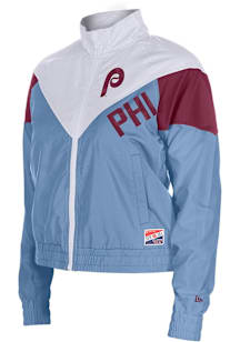 New Era Philadelphia Phillies Womens Light Blue Cropped Light Weight Jacket