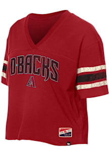 New Era Arizona Diamondbacks Womens Red Raw Short Sleeve T-Shirt