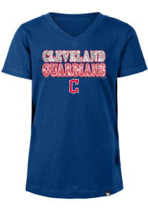 New Era Cleveland Guardians Girls Navy Blue Flip Sequin Wordmark Short Sleeve Fashion T-Shirt