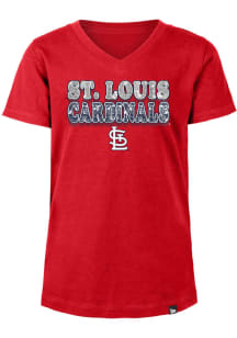 New Era St Louis Cardinals Girls Red Flip Sequin Wordmark Short Sleeve Fashion T-Shirt