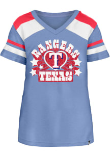 New Era Texas Rangers Girls Light Blue Hearts and Stars Short Sleeve Fashion T-Shirt