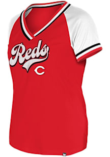 New Era Cincinnati Reds Womens Red Double Short Sleeve T-Shirt
