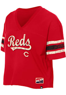 New Era Cincinnati Reds Womens Red Raw Short Sleeve T-Shirt