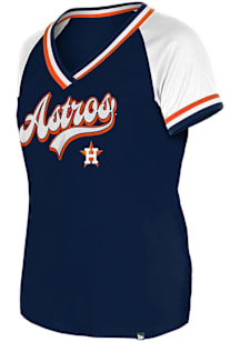 New Era Houston Astros Womens Navy Blue Double Short Sleeve T-Shirt