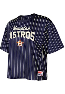 New Era Houston Astros Womens Navy Blue Throwback Short Sleeve T-Shirt