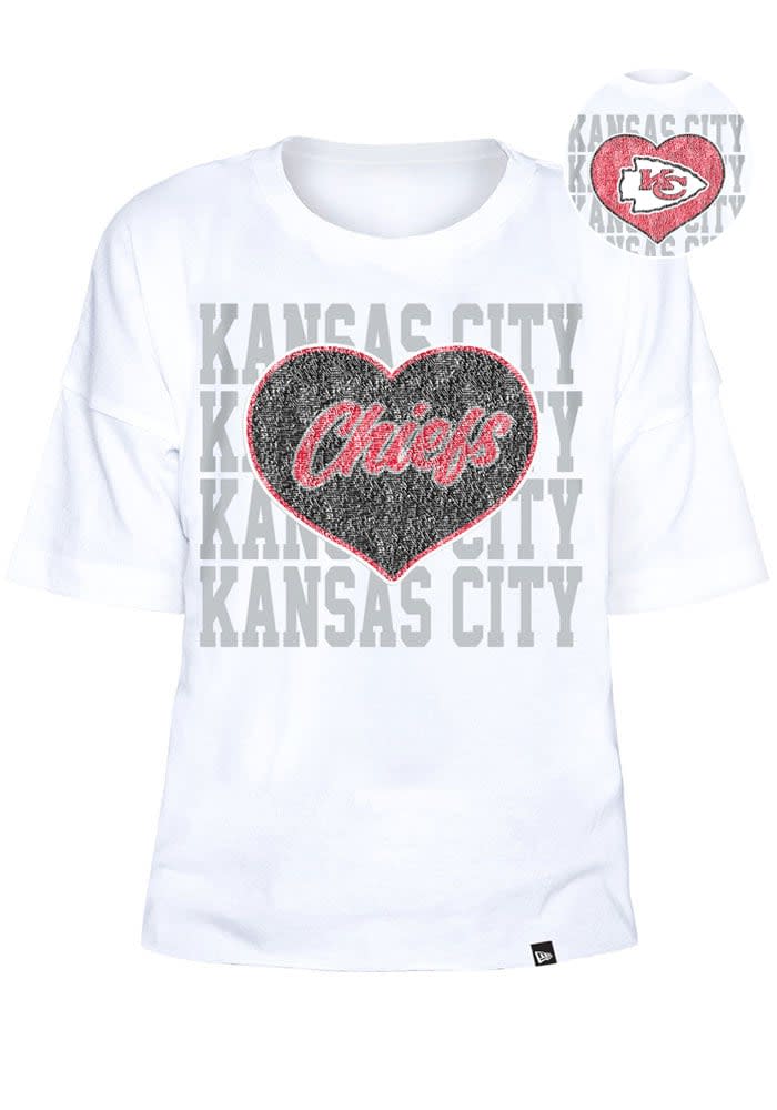 KANSAS CITY CHIEFS GL SHORT SLEEVE TOP WITH LINED FLIP-SEQUIN SLEEVES