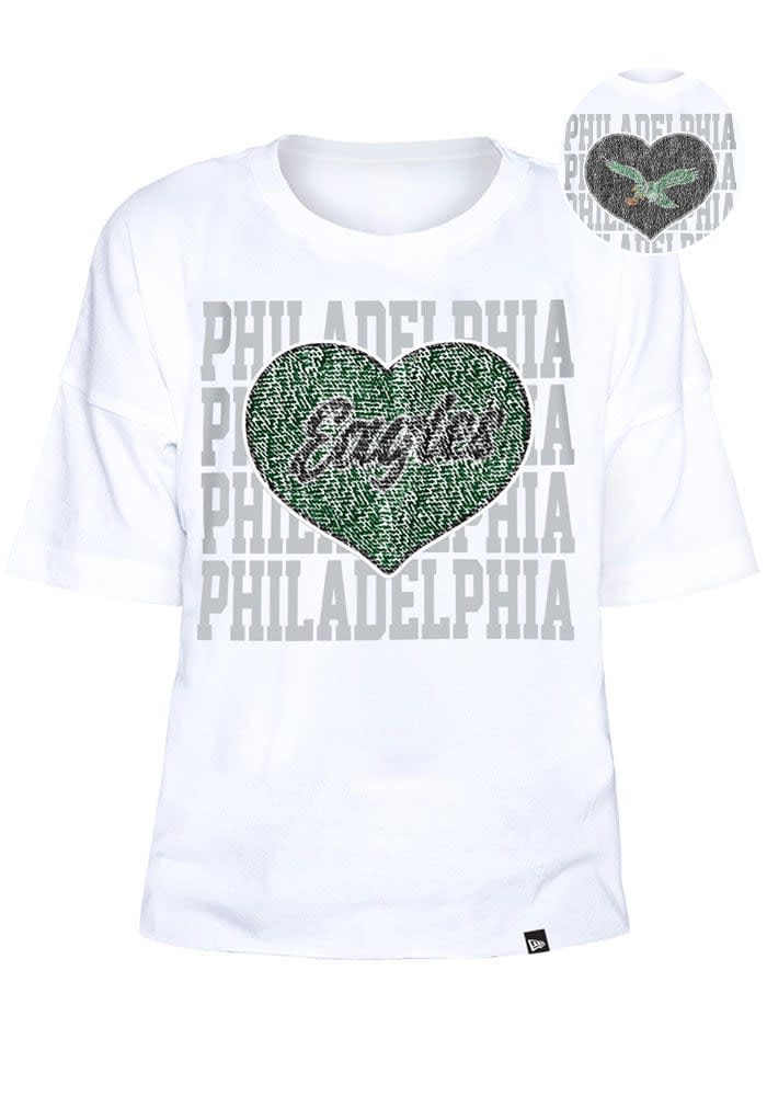 New Era Philadelphia Eagles Girls Flip Sequin Short Sleeve Fashion T-Shirt  - Kelly Green