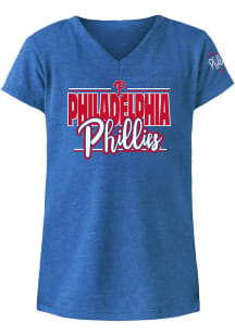 New Era Philadelphia Phillies Girls Blue Wordmark Short Sleeve Fashion T-Shirt