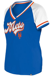 New Era New York Mets Womens Blue Double Short Sleeve T-Shirt