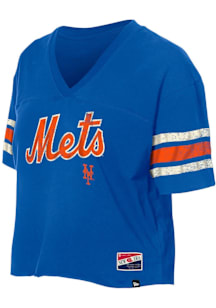 New Era New York Mets Womens Blue Raw Short Sleeve T-Shirt