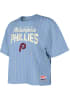 New Era Philadelphia Phillies Womens Light Blue Double Short Sleeve T-Shirt