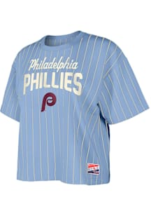 New Era Philadelphia Phillies Womens Light Blue Throwback Short Sleeve T-Shirt