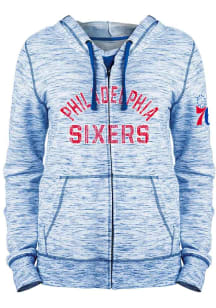 New Era Philadelphia 76ers Womens Blue Space Dye Long Sleeve Full Zip Jacket