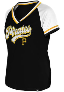 New Era Pittsburgh Pirates Womens Black Double Short Sleeve T-Shirt