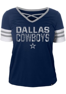 Dallas Cowboys Womens New Era Cross Front Fashion Football Jersey - Navy Blue