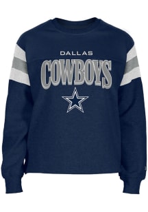 New Era Dallas Cowboys Womens Navy Blue Stripe Design Crew Sweatshirt