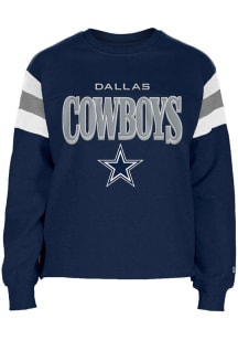 New Era Dallas Cowboys Womens Navy Blue Stripe Crew Sweatshirt