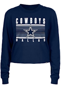 New Era Dallas Cowboys Womens Navy Blue Stripe LS Tee