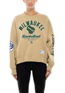 New Era Milwaukee Bucks Womens Beige City Edition Crew Sweatshirt