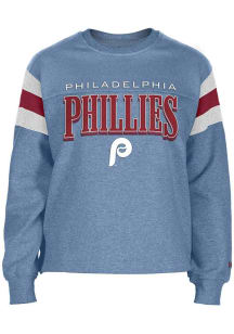 New Era Philadelphia Phillies Womens Light Blue Stripe Crew Sweatshirt