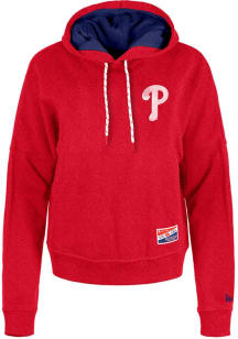 New Era Philadelphia Phillies Womens Red Washed Hooded Sweatshirt