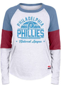 New Era Philadelphia Phillies Womens White Contrast LS Tee