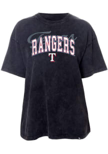 New Era Texas Rangers Womens Black Washed Oversized Short Sleeve T-Shirt