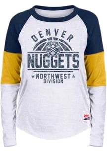 New Era Denver Nuggets Womens Navy Blue Contrast LS Tee