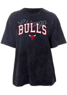 New Era Chicago Bulls Womens Black Washed Oversized Short Sleeve T-Shirt
