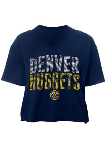 New Era Denver Nuggets Womens Navy Blue Active Short Sleeve T-Shirt