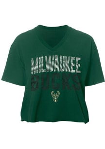 New Era Milwaukee Bucks Womens Green Active Short Sleeve T-Shirt
