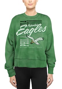 New Era Philadelphia Eagles Womens Kelly Green Throwback Crew Sweatshirt