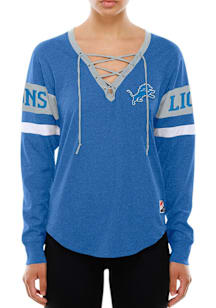 New Era Detroit Lions Womens Blue Throwback LS Tee