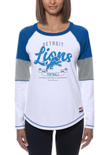 New Era Detroit Lions Womens White Throwback LS Tee