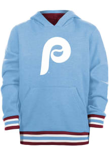 New Era Philadelphia Phillies Youth Light Blue Wordmark Stripe Coop Long Sleeve Hoodie