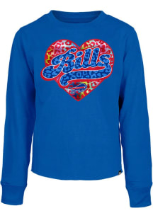 New Era Buffalo Bills Girls Blue Cheetah Heart Cropped Long Sleeve T-shirt