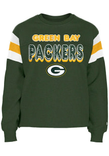New Era Green Bay Packers Girls Green Glitter Bubble Wordmark Long Sleeve Sweatshirt