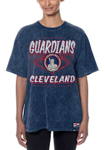 New Era Cleveland Guardians Womens Navy Blue Throwback Short Sleeve T-Shirt