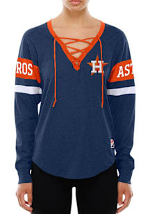 New Era Houston Astros Womens Navy Blue Throwback LS Tee