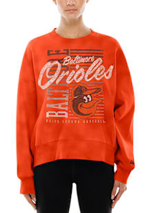 New Era Baltimore Orioles Womens Orange Throwback Crew Sweatshirt