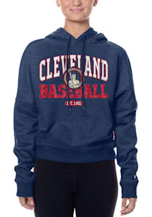 New Era Cleveland Guardians Womens Navy Blue Throwback Hooded Sweatshirt