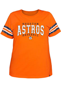 New Era Houston Astros Womens Orange Stripe Sleeve Short Sleeve T-Shirt