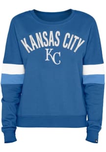 New Era Kansas City Royals Womens Blue Stripe Sleeve Crew Sweatshirt