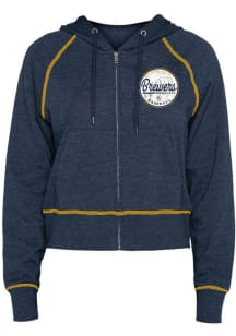New Era Milwaukee Brewers Womens Navy Blue Contrast Long Sleeve Full Zip Jacket