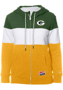 New Era Green Bay Packers Womens Gold Colorblock Long Sleeve Full Zip Jacket