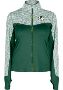 New Era Green Bay Packers Womens Green Space Dye Top Long Sleeve Full Zip Jacket