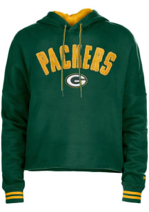 New Era Green Bay Packers Womens Green Stripe Cuffs Hooded Sweatshirt
