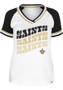 New Era New Orleans Saints Womens White Double Binding Short Sleeve T-Shirt